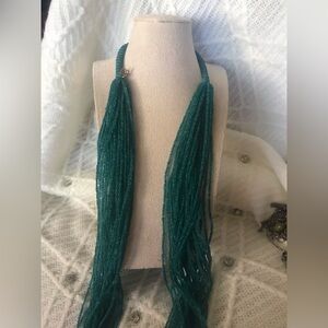 Fossil Teal Seedbead Necklace